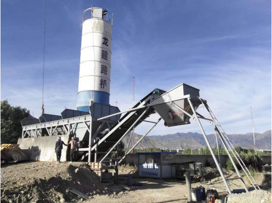 Sistem pencampuran stabil air yang kompak dan portabel dengan silo semen vertikal